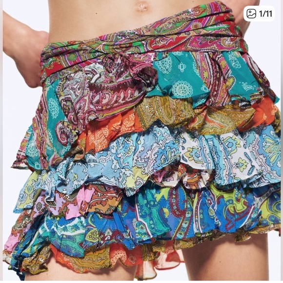 Zara Mini Ruffled Patchwork Skirt - Picture 4 of 7